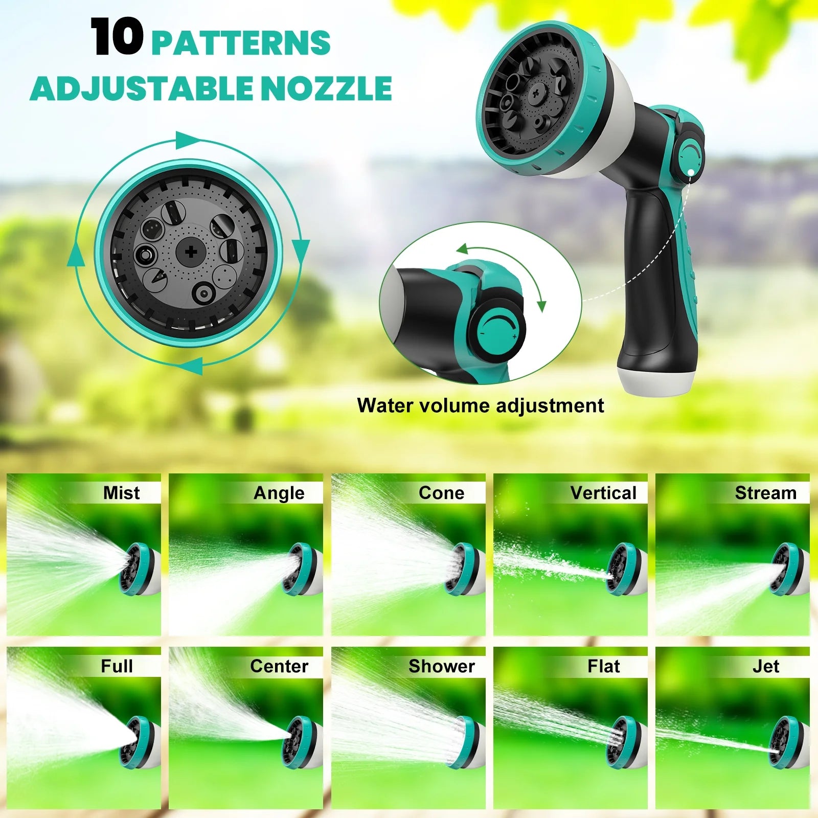 AUOSHI Retractable Garden Hose Reel 1/2" 100ft Automatic Hose Reel with 10 Function Sprayer Nozzle Wall Mount 180 Deg Swivel Bracket Hose Reel with Any Length Lock Slow Return System