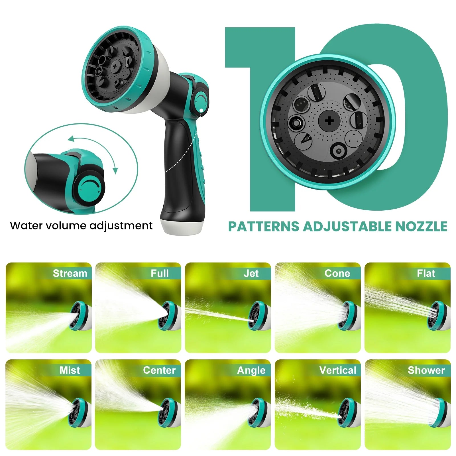 AUOSHI Retractable Garden Hose Reel 1/2" 100ft Automatic Hose Reel with 10 Function Sprayer Nozzle Wall Mount 180 Deg Swivel Bracket Hose Reel with Any Length Lock Slow Return System