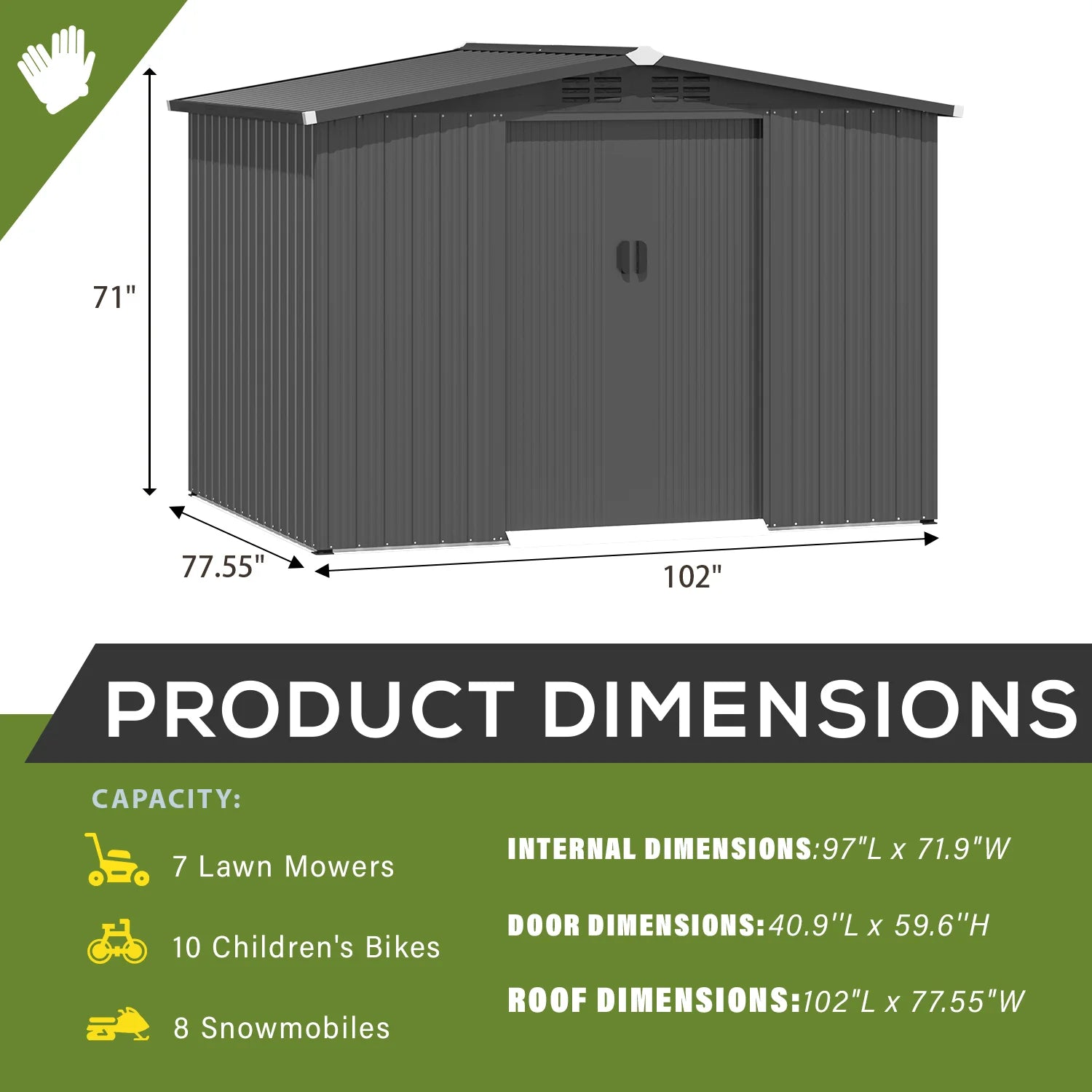 U - MAX 8 x 6 Ft. Wood Grain Outdoor Metal Storage Shed with Lockable Door Patio Garden Storage Building for Outside